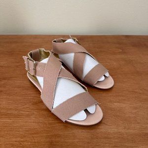 j crew strappy fabric sandal • taupe cotton canvas • sz 9 • $98